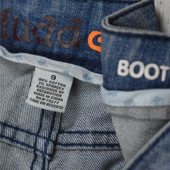 Y2K style Mudd blue stretch denim frayed low rise bootcut jeans Junior's size 9 - Picture 5 of 7